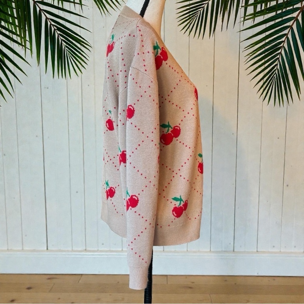 99 Jane Street Cherry Print Cardigan Sweater Medium NWOT - Teacher | Preschool - Picture 3 of 14